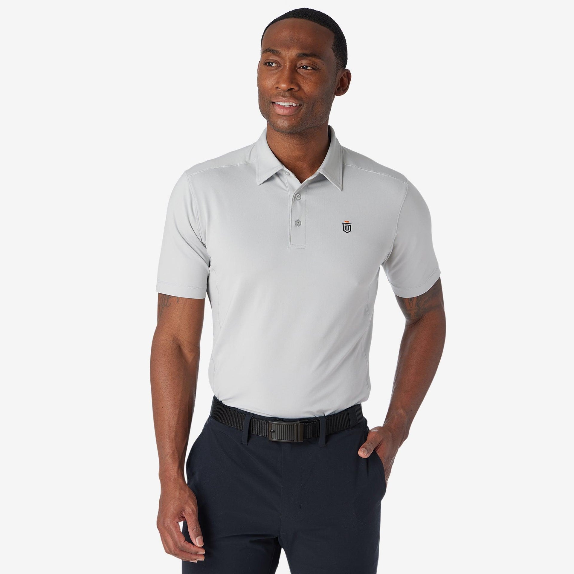athletic tech polo Ash Gray XXL