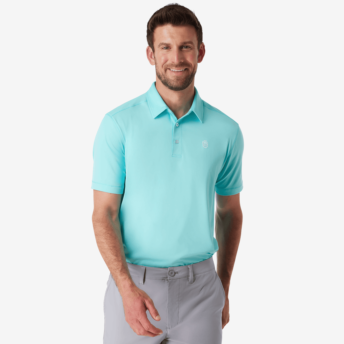 Athletic Tech Polo Blue Turq – Greatness Wins