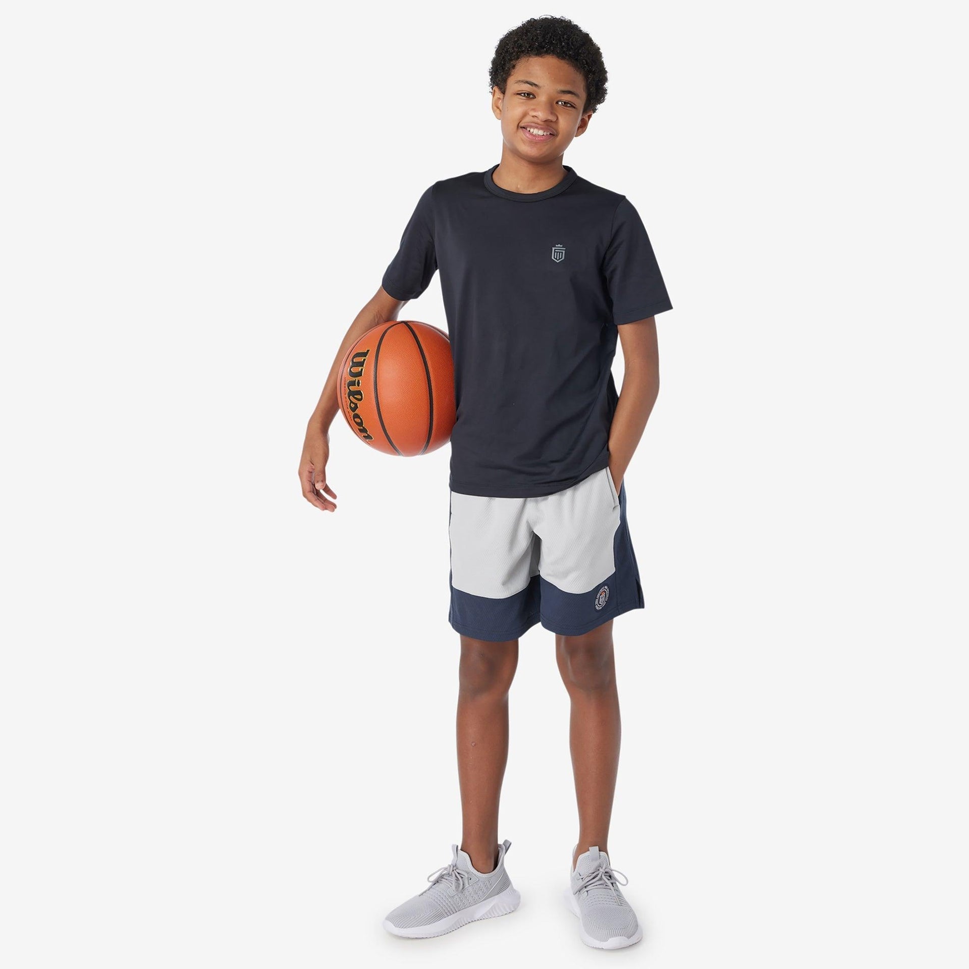 boys basketball short Ash Gray / Navy XL