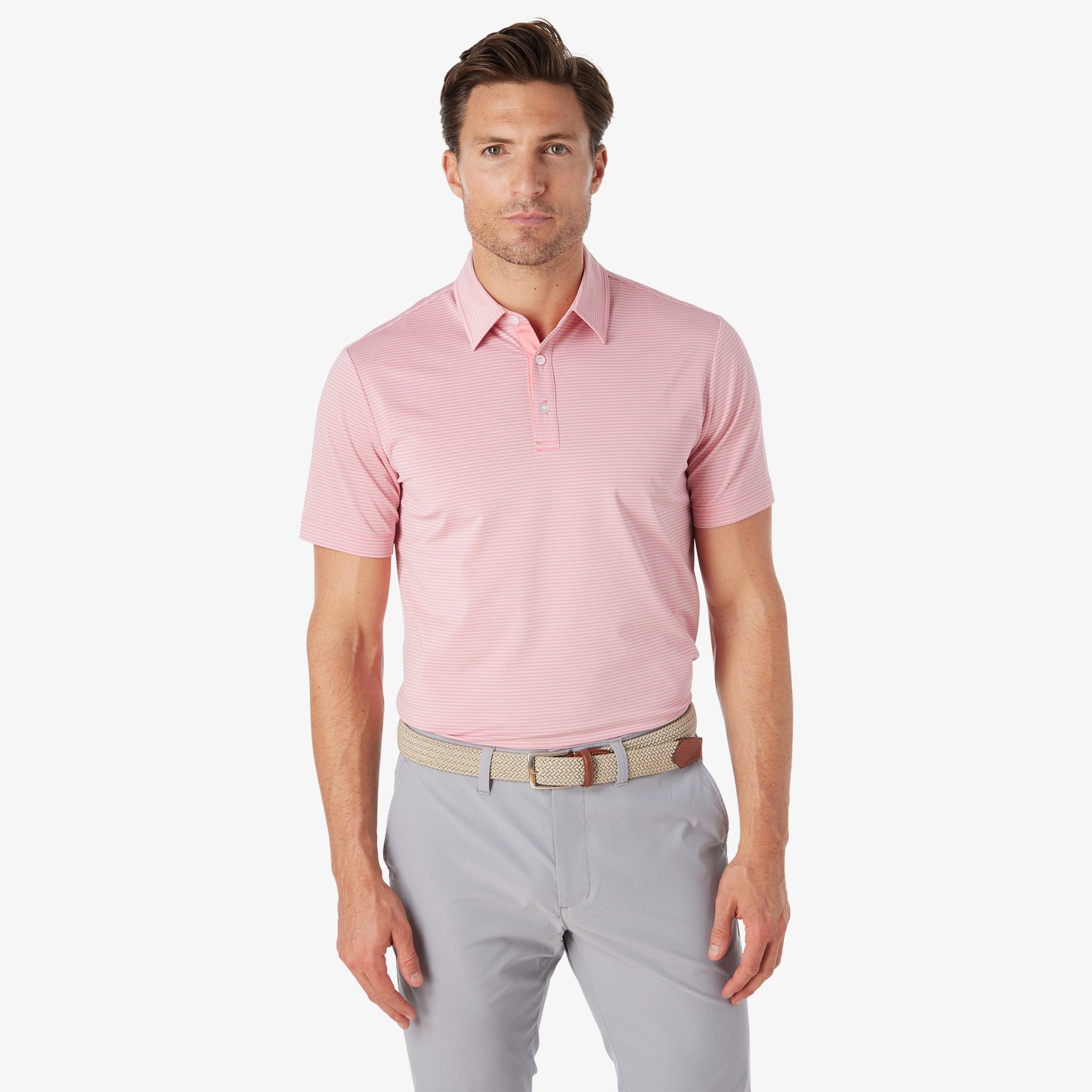 Athletic Tech Stripe Polo Iris Pink / XXL