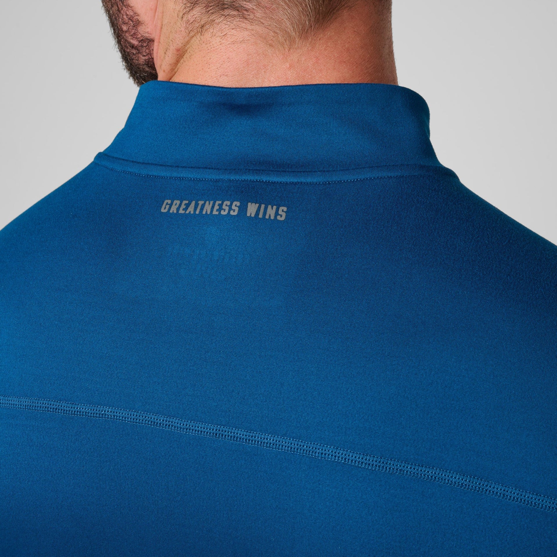 Blue quarter zip pullover with 