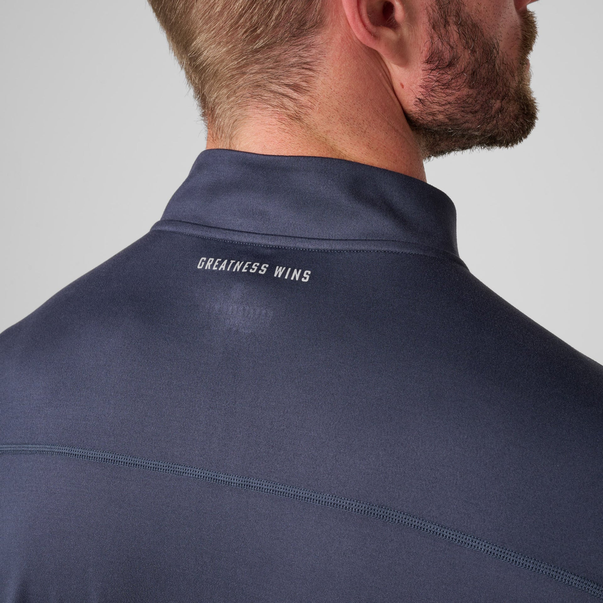 Navy quarter-zip pullover with 