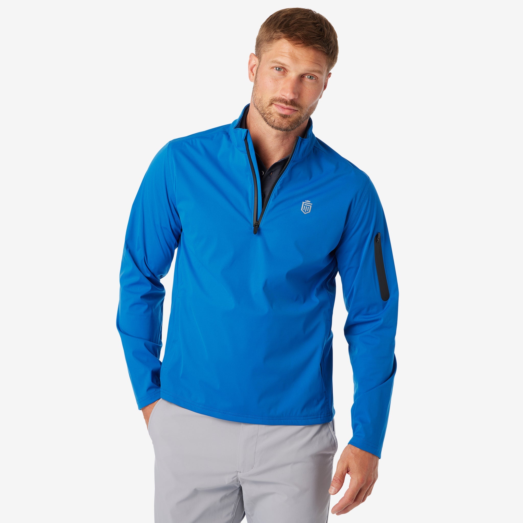 3-Layer Quarter Zip Shell Jacket Sapphire Blue – Greatness Wins