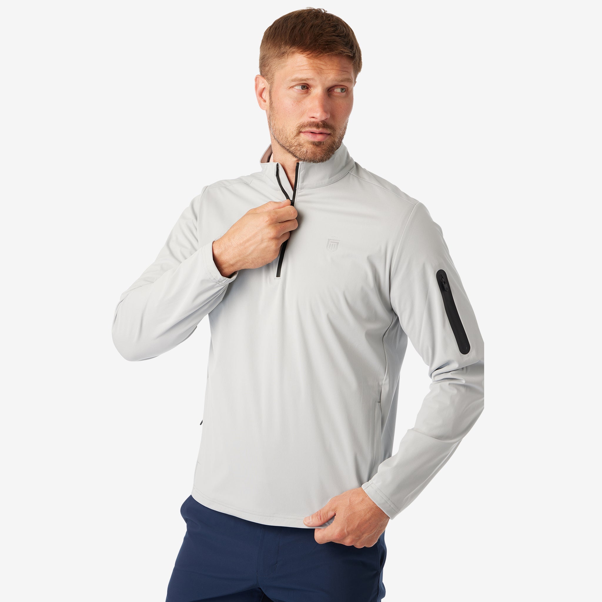 3-Layer Quarter Zip Shell Jacket Ash Gray – Greatness Wins