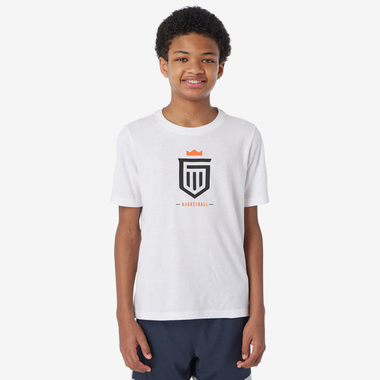 boys basketball graphic tee White LG