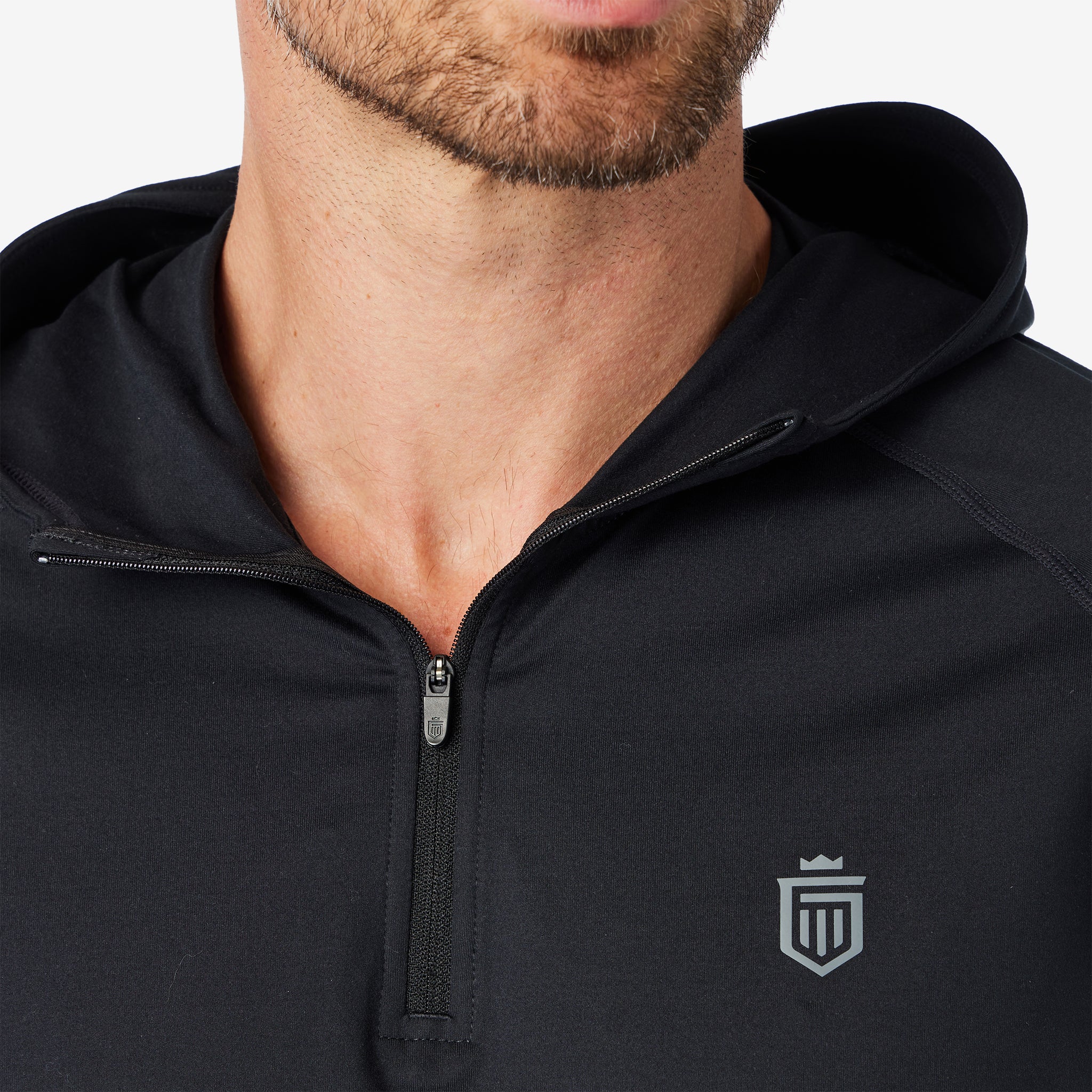 Core Tech Quarter Zip Hood Black – Greatness Wins
